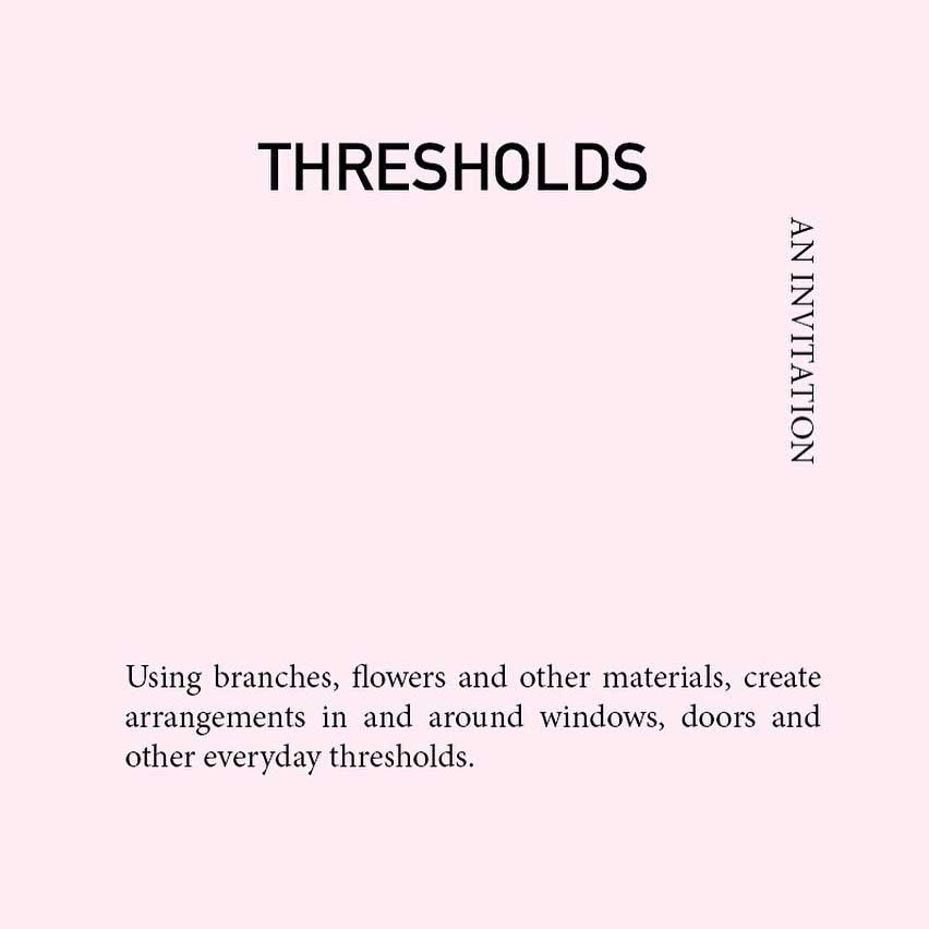 Thresholds
An Invitation
Using branches, flowers and other materials, create arrangements in and around windows doors and other everyday thresholds.
